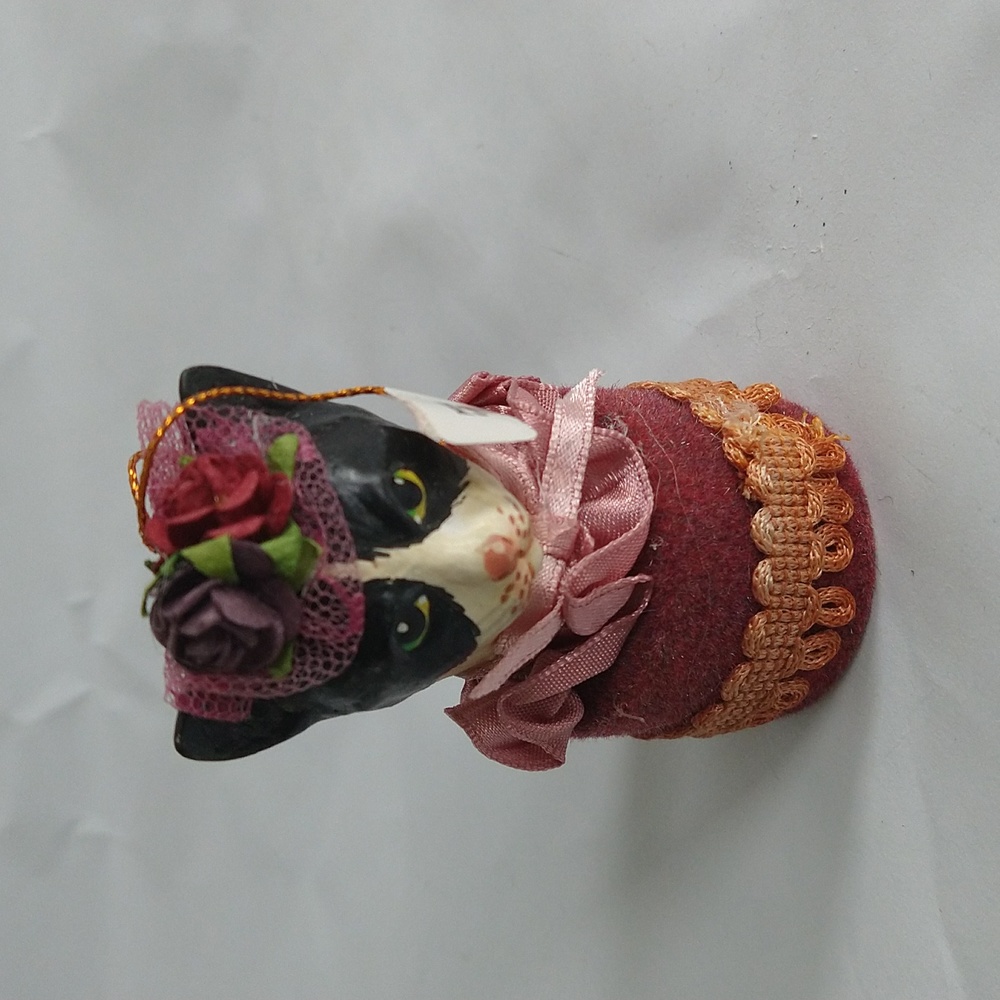 Cat Christmas Ornament Candy Box Katherine's Collection Black White
